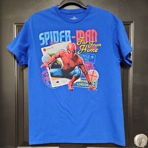Marvel Spider-Man T-Shirt Far From Home Blue Medium Short Sleeve Tee Tom Holland